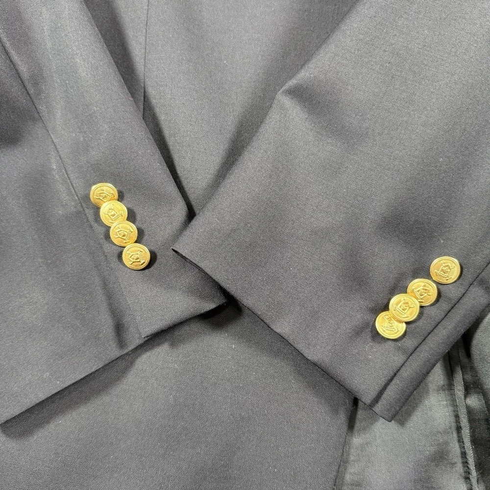 Ralph Lauren Mens Navy Wool Blazer Gold Buttons 43R Classic Sport Coat